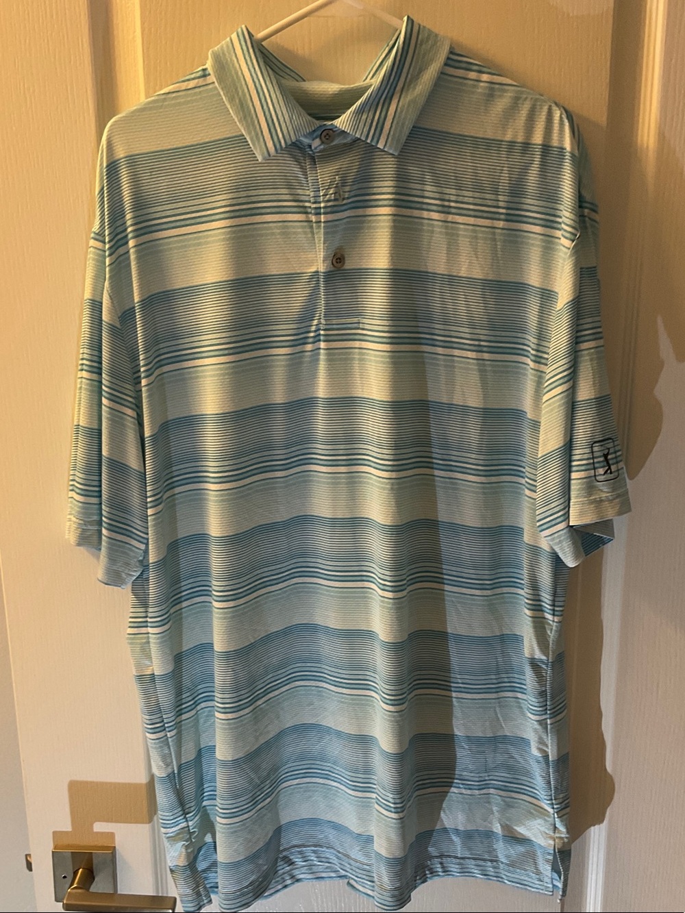 PGA Tour Blue & White Striped Men's Polo